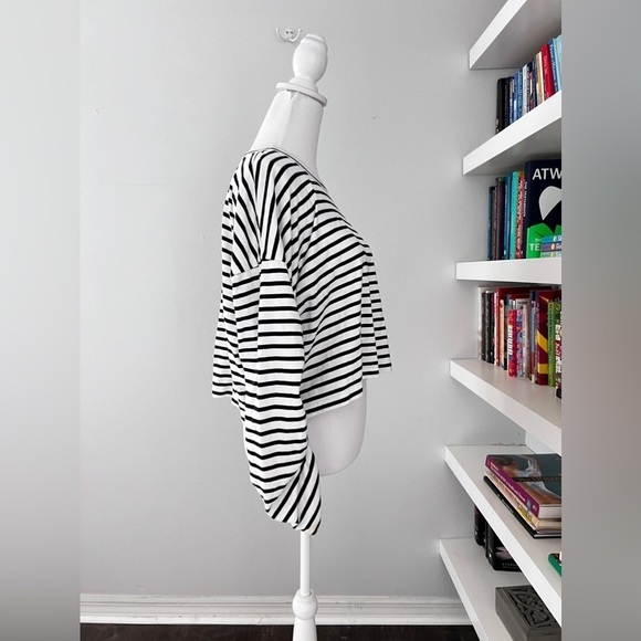 A.L.C. Madison Striped Long Sleeve Crop Top medium - Picture 7 of 12